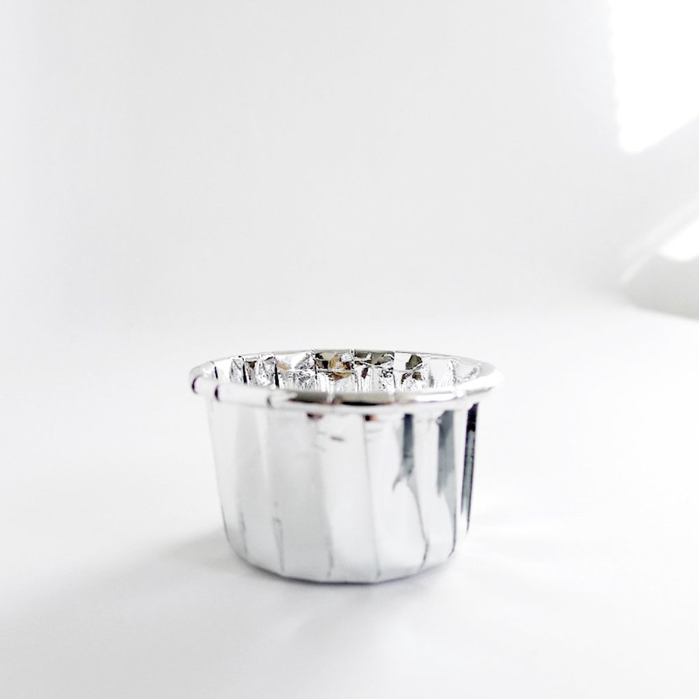NEW 150 pc MINI/SMALL Silver FOIL BAKING/SAUCE CUPS CUPCAKE LINERS 2.5cm x 5cm